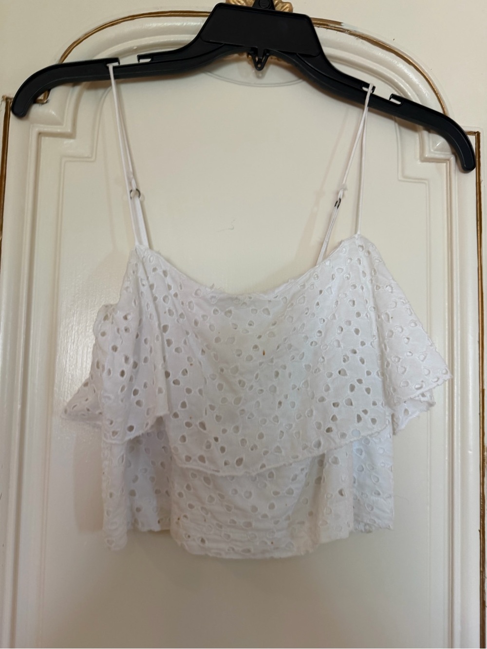 Hollister White Eyelet Ruffle Camisole